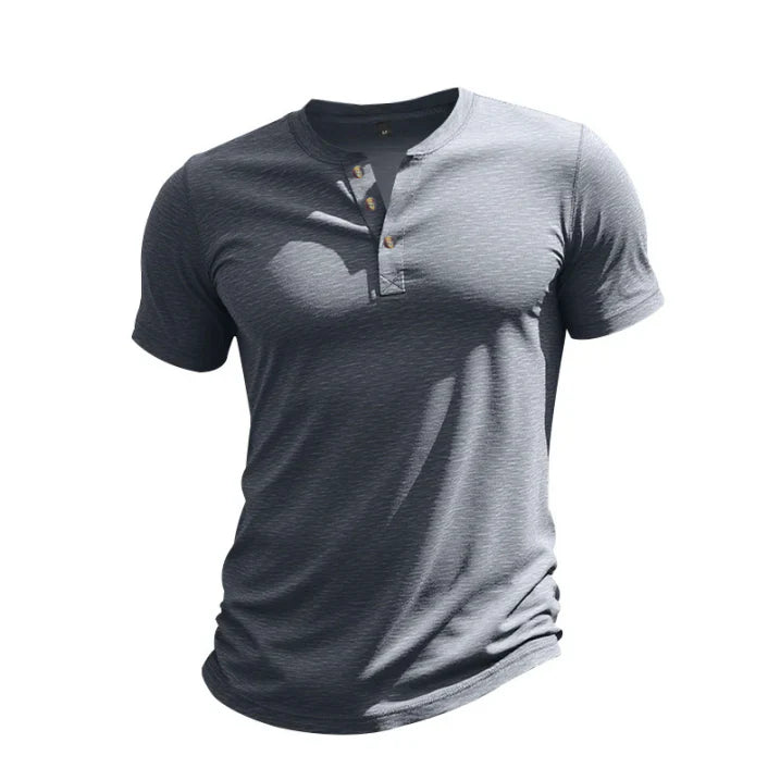 Marco - Camiseta de manga corta para hombre con cuello henley