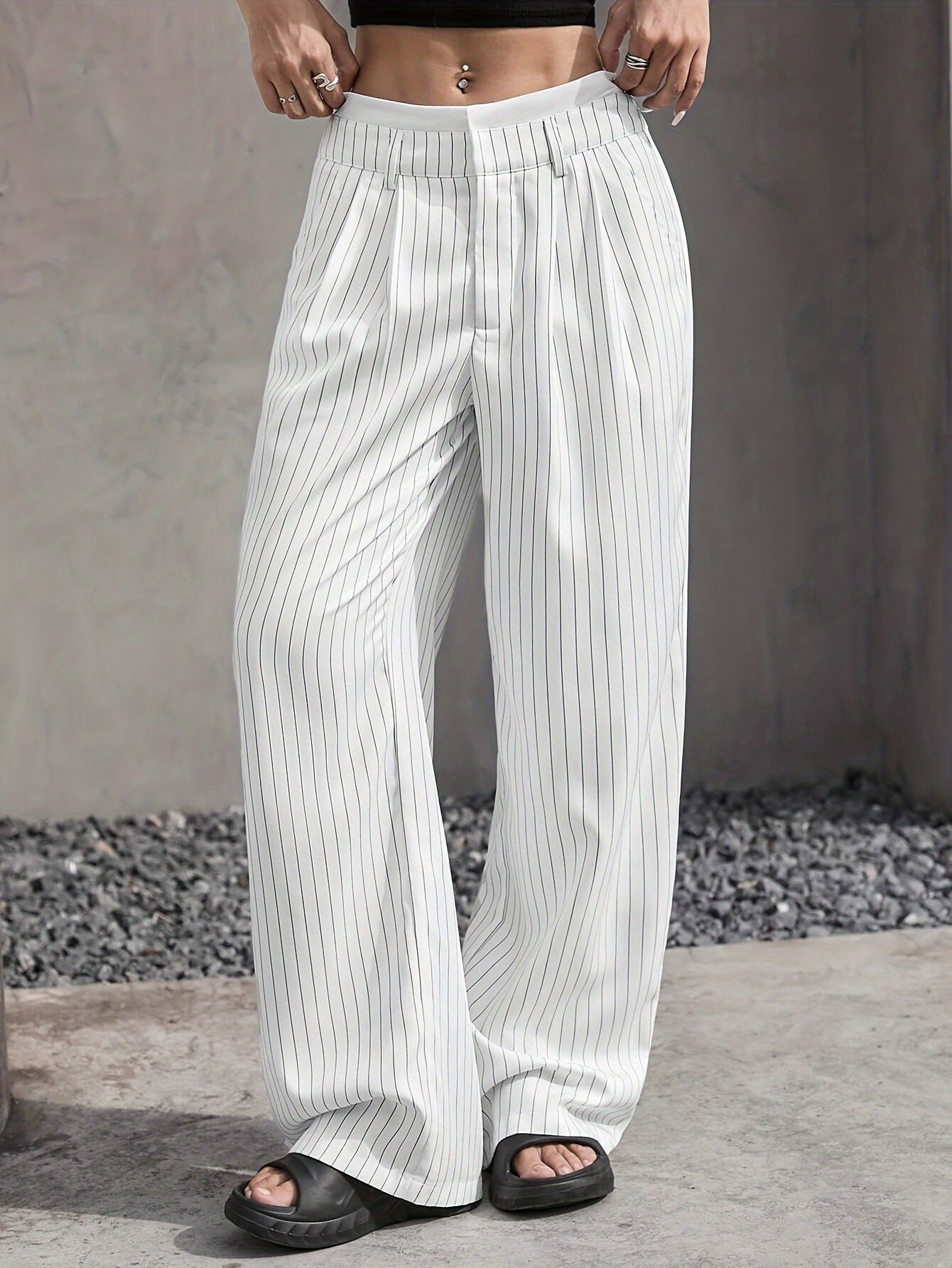 Luisa - Pantalón ancho de rayas