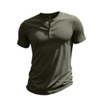 Marco - Camiseta de manga corta para hombre con cuello henley