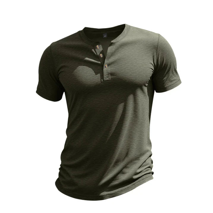 Marco - Camiseta de manga corta para hombre con cuello henley