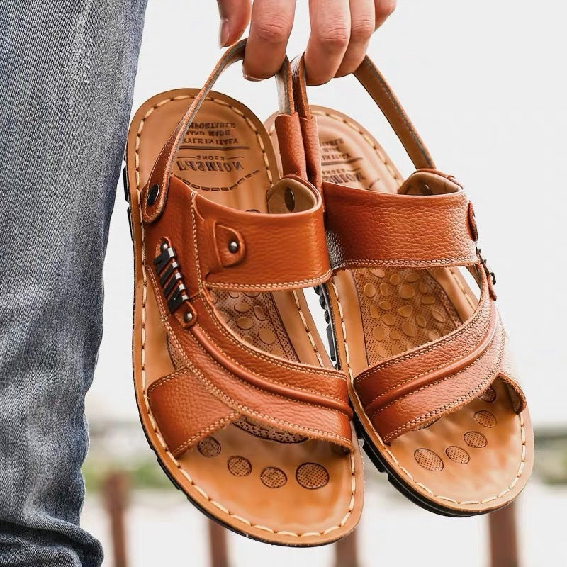 Raymund - Sandalias casual de cuero marrón