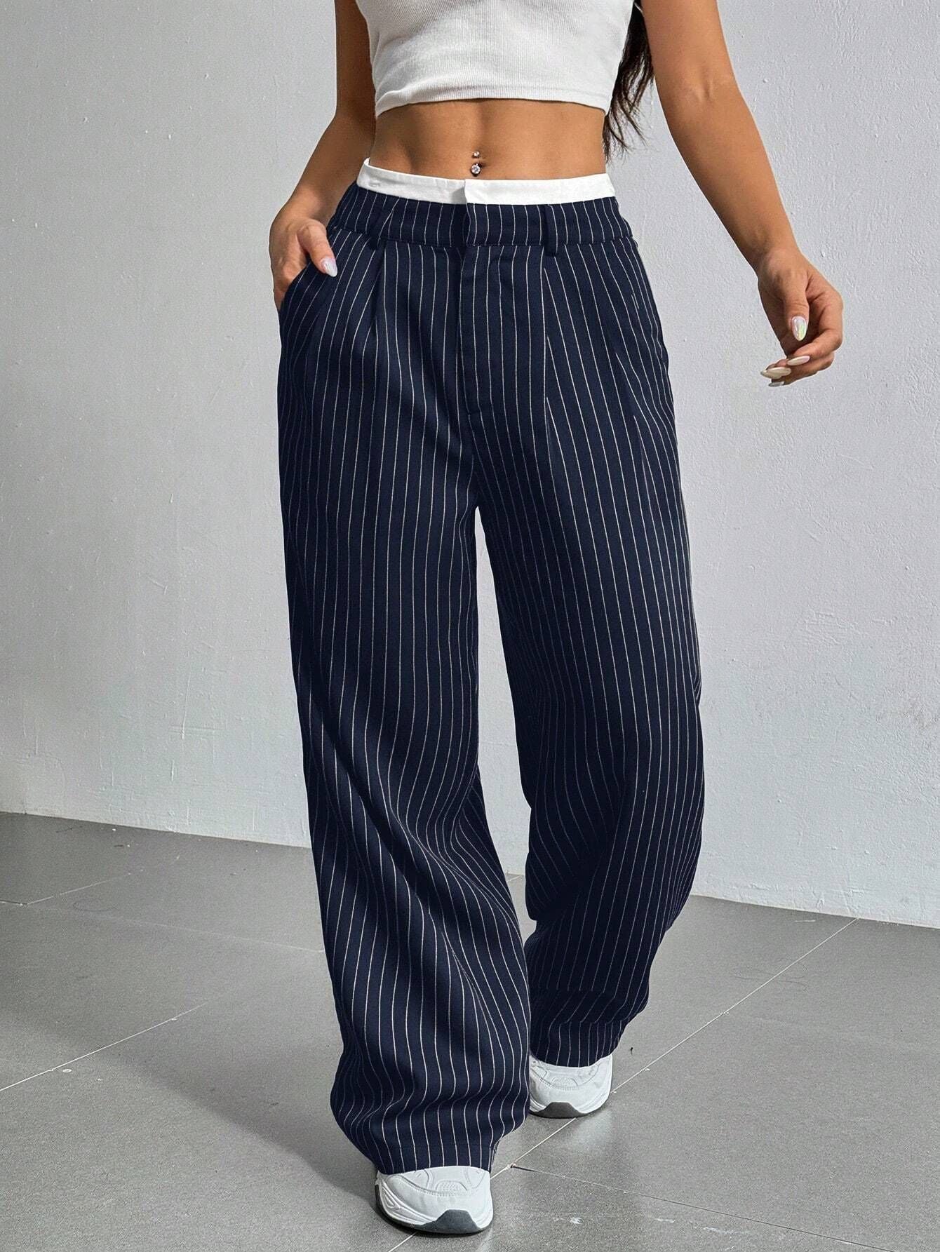 Luisa - Pantalón ancho de rayas