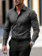 Ralph - Camisa de vestir entallada burdeos para hombre