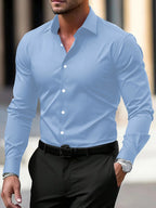 Ralph - Camisa de vestir entallada burdeos para hombre