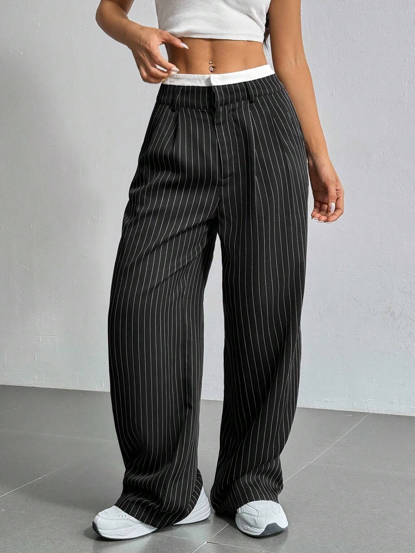 Luisa - Pantalón ancho de rayas