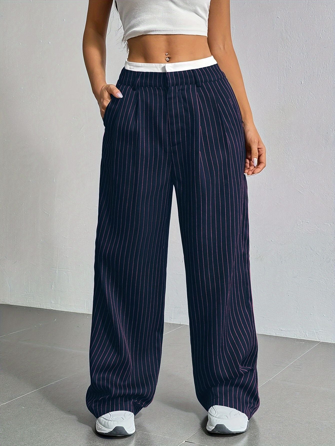 Luisa - Pantalón ancho de rayas