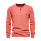 Santiago - Camiseta Henley manga larga con botones hombre
