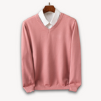 Leo – Jersey de punto con cuello en V y camisa integrada para hombre