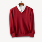 Leo – Jersey de punto con cuello en V y camisa integrada para hombre
