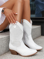 Alba - Botas cowboy blancas caladas