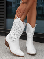 Alba - Botas cowboy blancas caladas