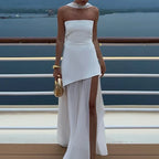 Stephanie - Vestido de noche sin tirantes con abertura