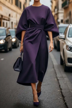 Mariana - Vestido midi de mujer con mangas amplias y cinturón