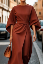 Mariana - Vestido midi de mujer con mangas amplias y cinturón