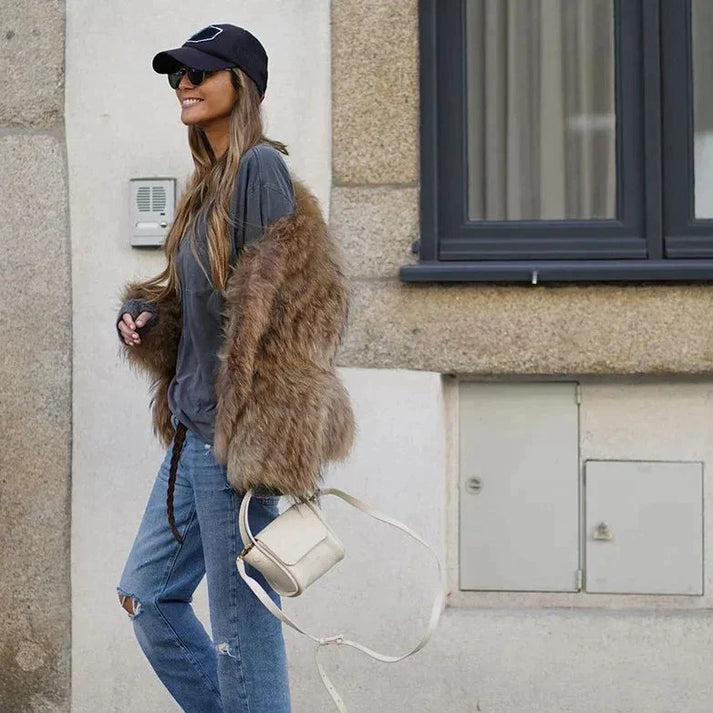 Daniela - Chaqueta de pelo sintético para mujer