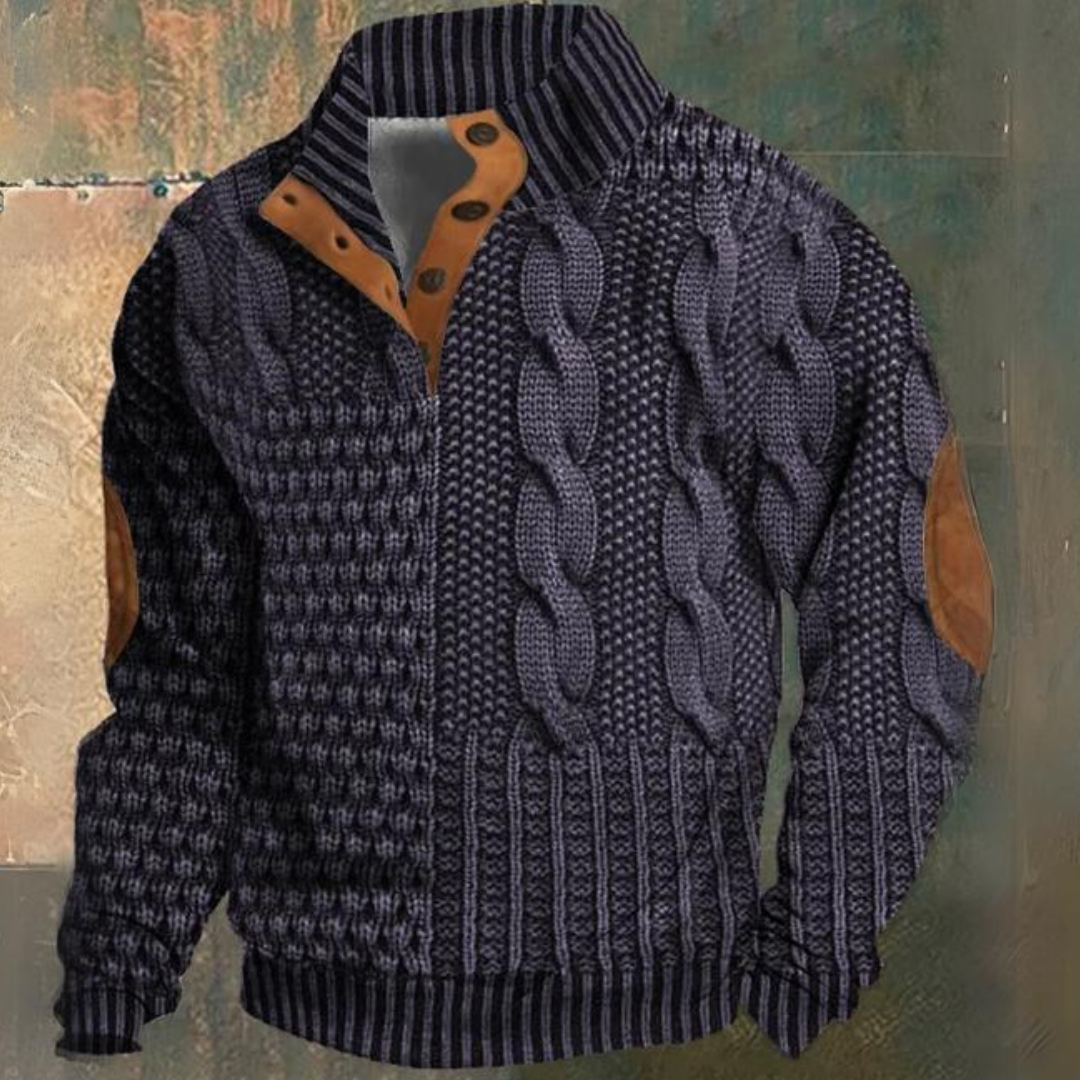 Sergio – Suéter de Punto Trenzado con Detalles de Botones para Hombre
