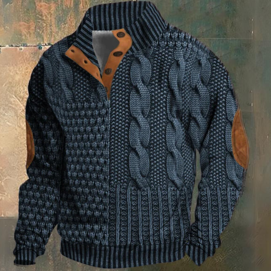 Sergio – Suéter de Punto Trenzado con Detalles de Botones para Hombre