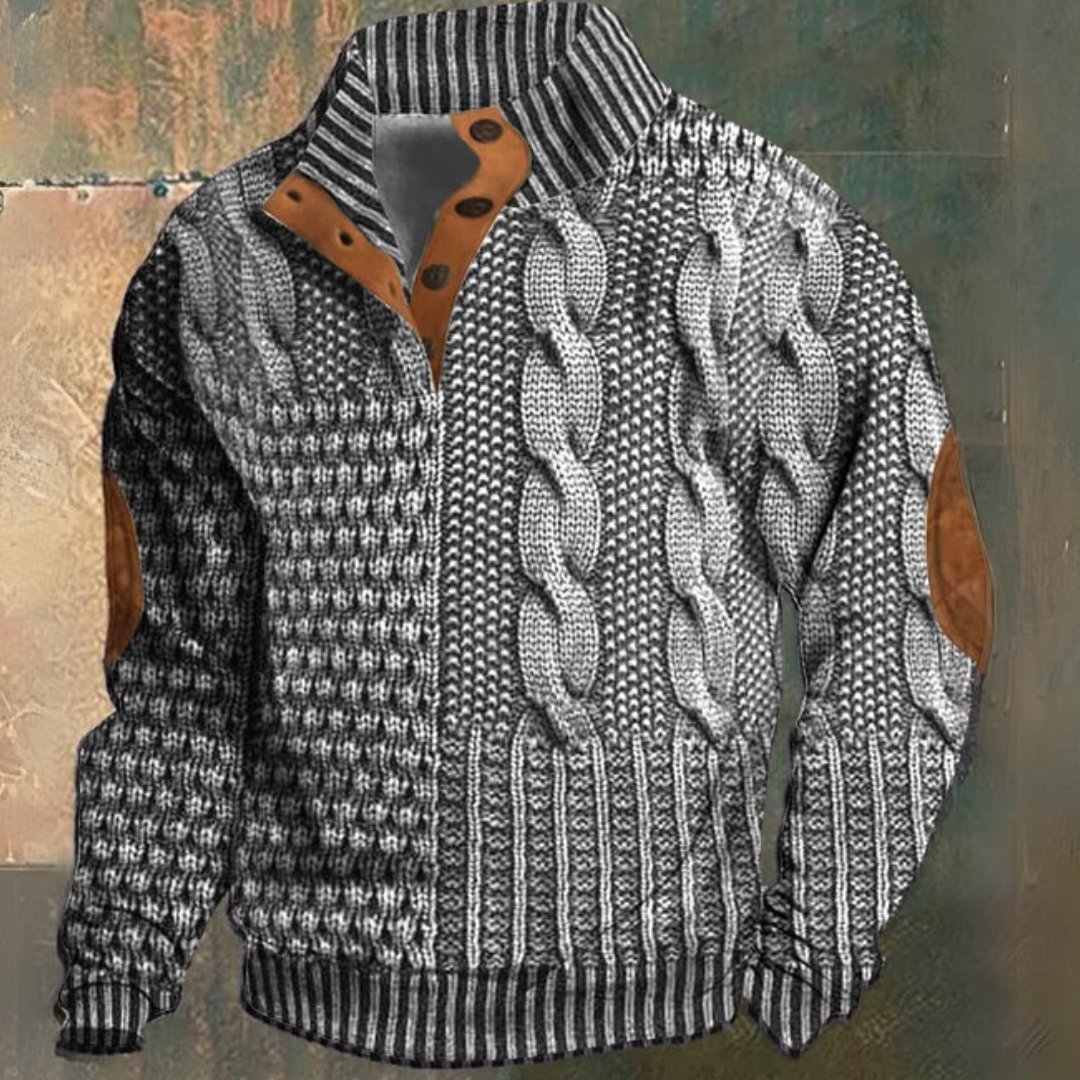Sergio – Suéter de Punto Trenzado con Detalles de Botones para Hombre