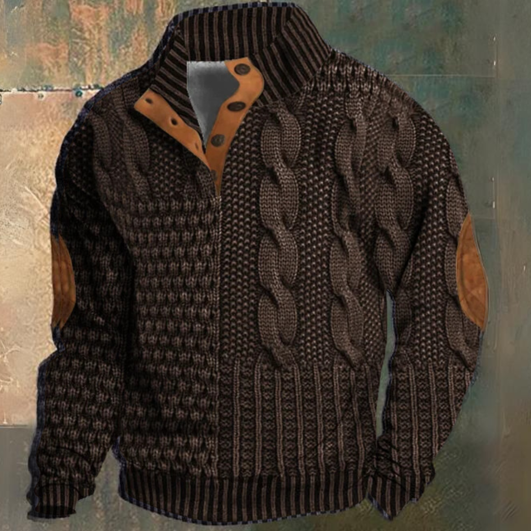 Sergio – Suéter de Punto Trenzado con Detalles de Botones para Hombre