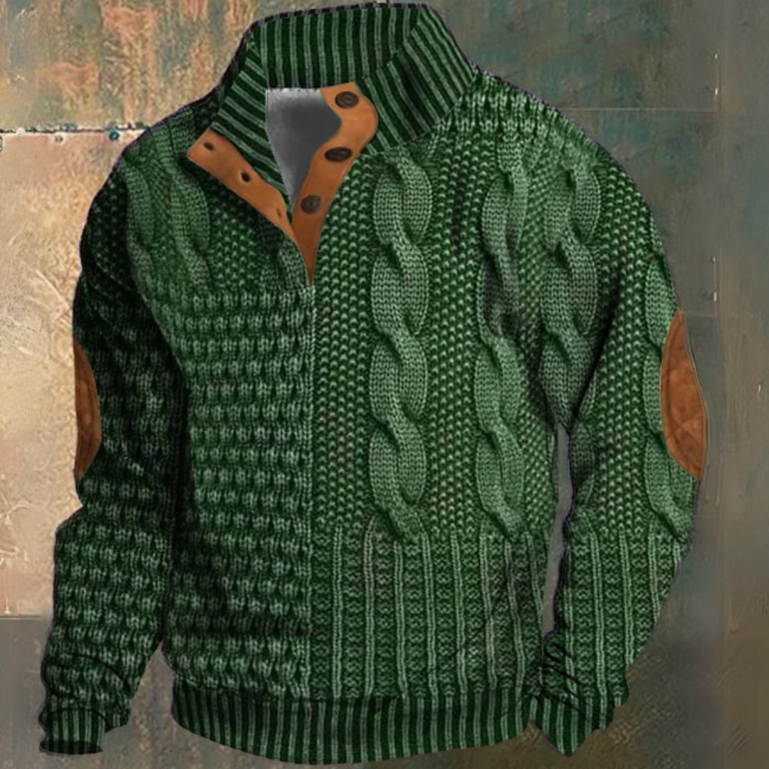 Sergio – Suéter de Punto Trenzado con Detalles de Botones para Hombre