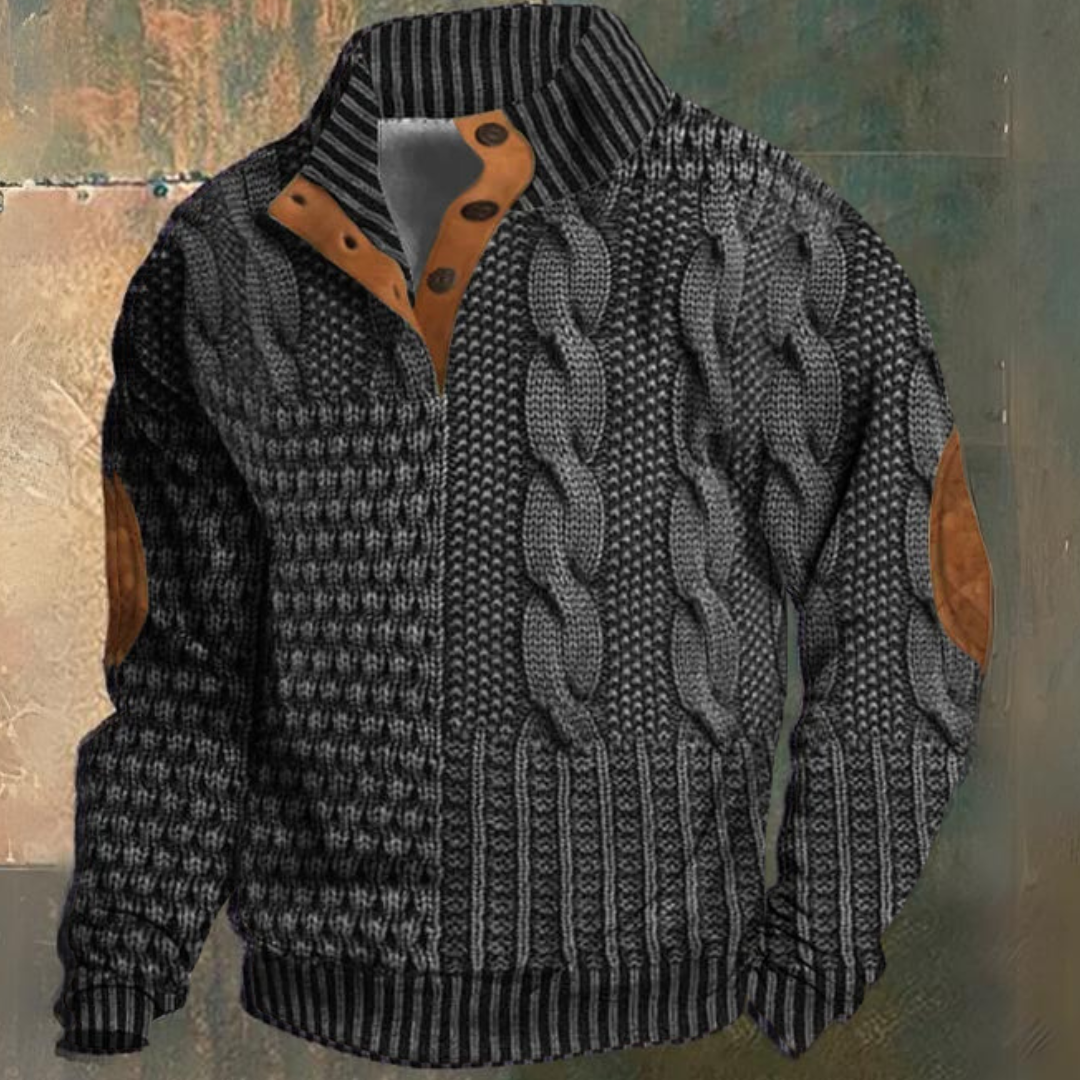 Sergio – Suéter de Punto Trenzado con Detalles de Botones para Hombre