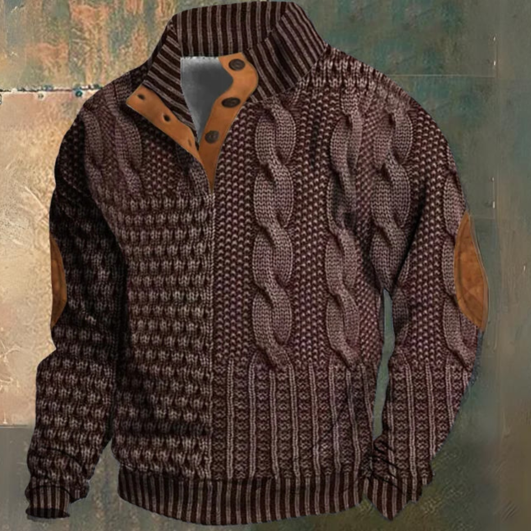 Sergio – Suéter de Punto Trenzado con Detalles de Botones para Hombre