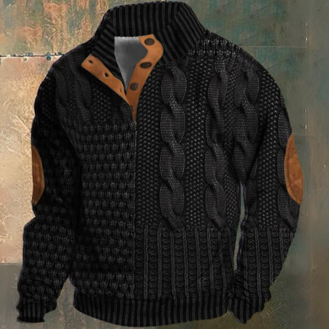 Sergio – Suéter de Punto Trenzado con Detalles de Botones para Hombre