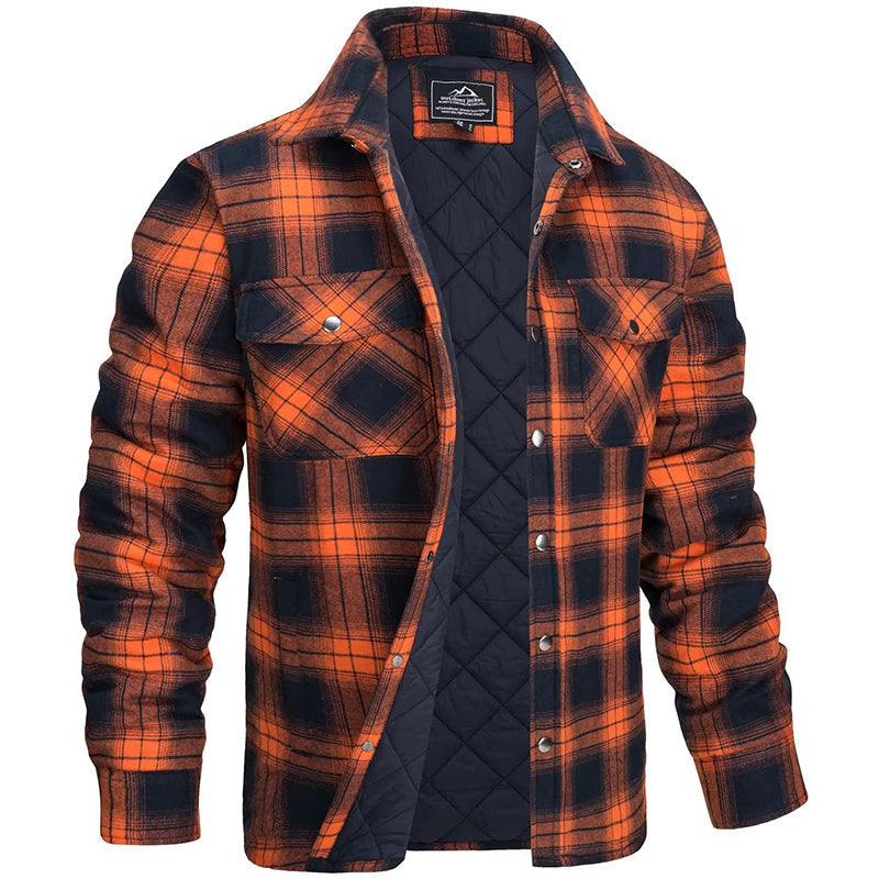 Hugo - Sobrecamisa de franela para hombre a cuadros con forro acolchado