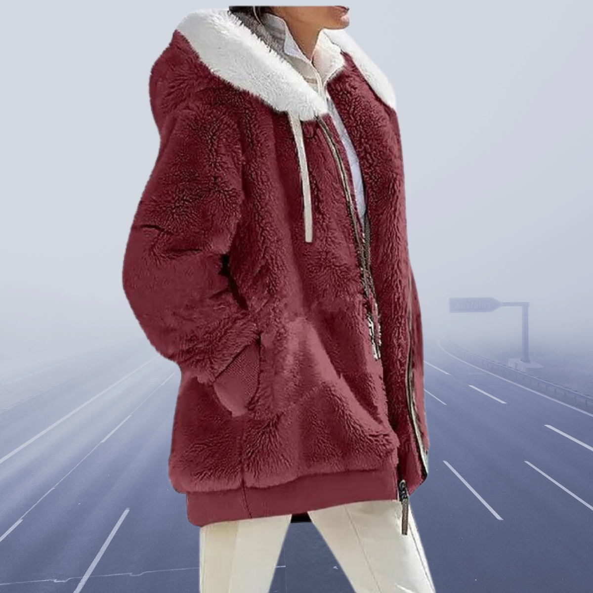 Noelia - Chaqueta de peluche mujer con capucha