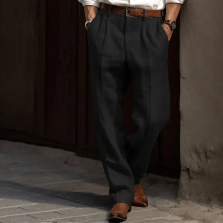 Adrián – Pantalones de lino para hombre de corte holgado