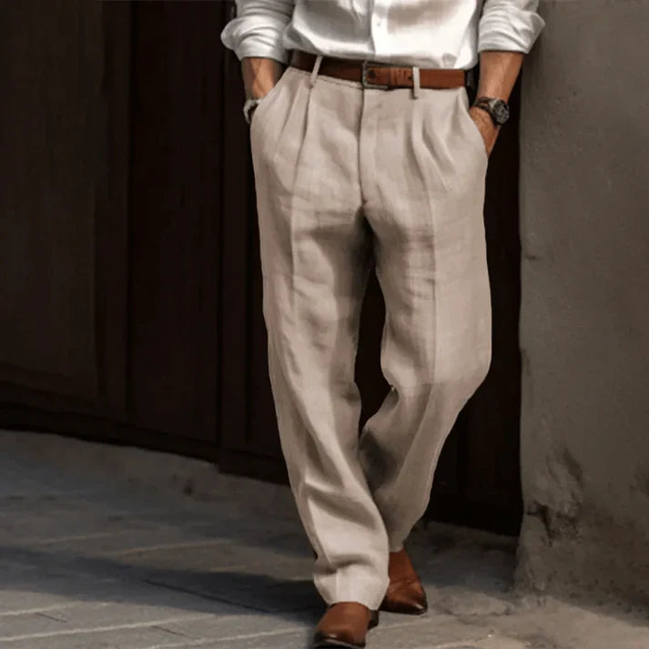 Adrián – Pantalones de lino para hombre de corte holgado