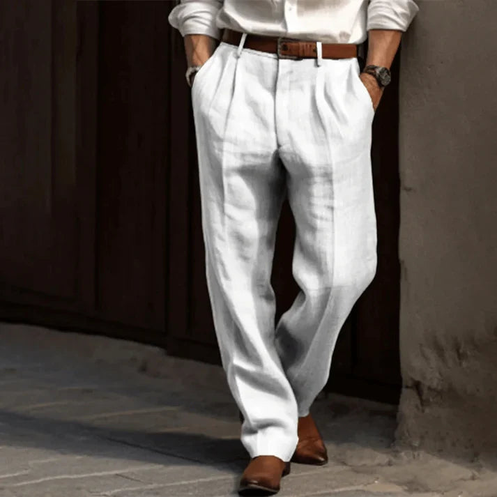 Adrián – Pantalones de lino para hombre de corte holgado
