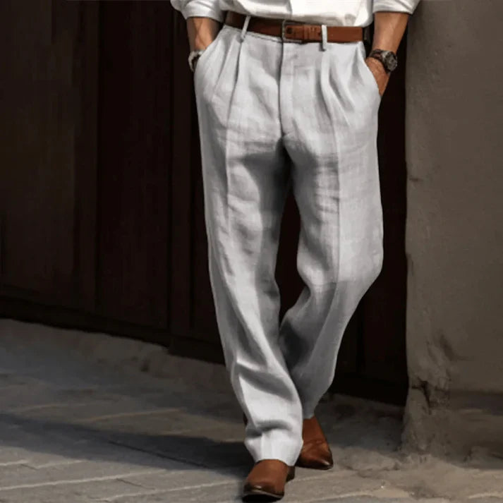 Adrián – Pantalones de lino para hombre de corte holgado