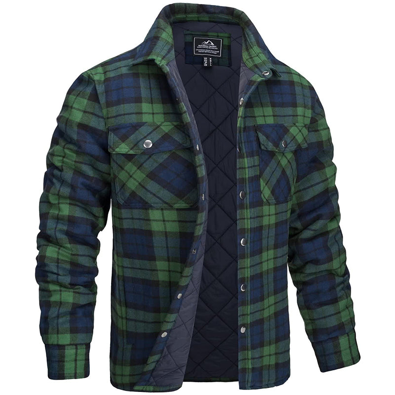 Hugo - Sobrecamisa de franela para hombre a cuadros con forro acolchado