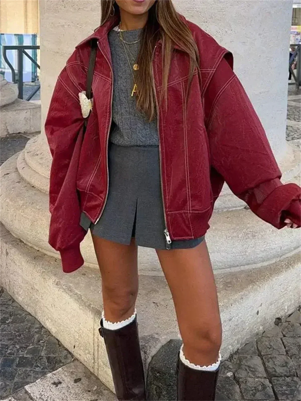 Aitana – Chaqueta oversize de cuero sintético