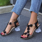 Liana - sandalias florales con tacón en bloque