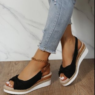 Camila - Sandalias de cuña con alpargata rosa