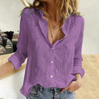 Niza - Blusa informal de lino con botones
