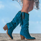 Esmeralda - Bota western de ante con flecos