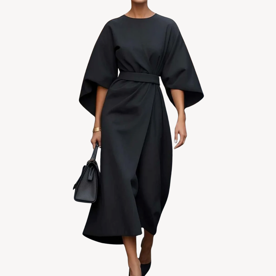 Valentina – Vestido midi con mangas amplias y cinturón para mujer