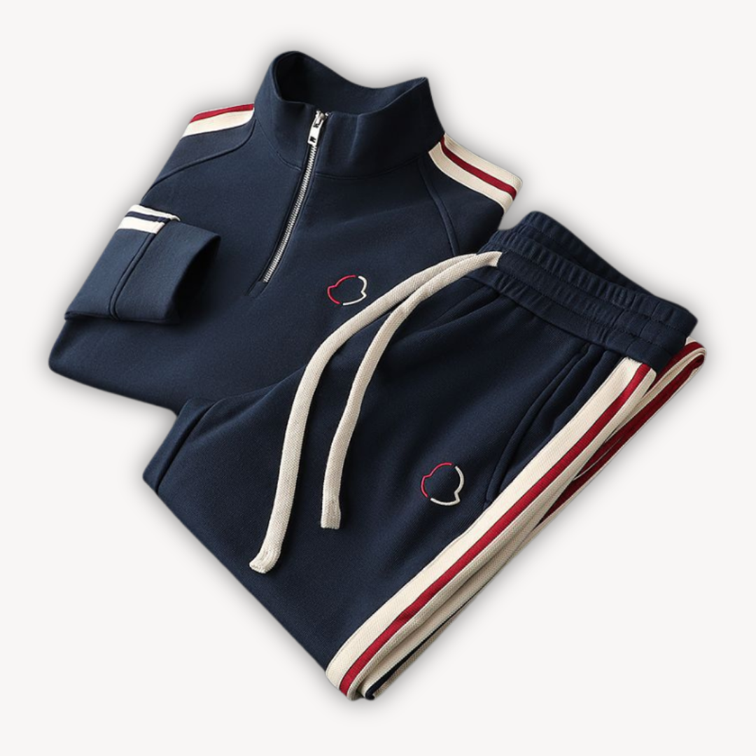 Mateo – Chándal deportivo con cremallera y rayas laterales para hombre