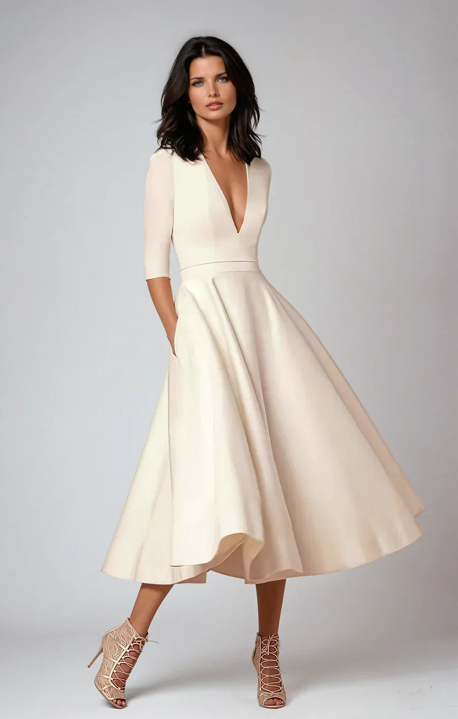 Diana - Vestido midi con escote en V