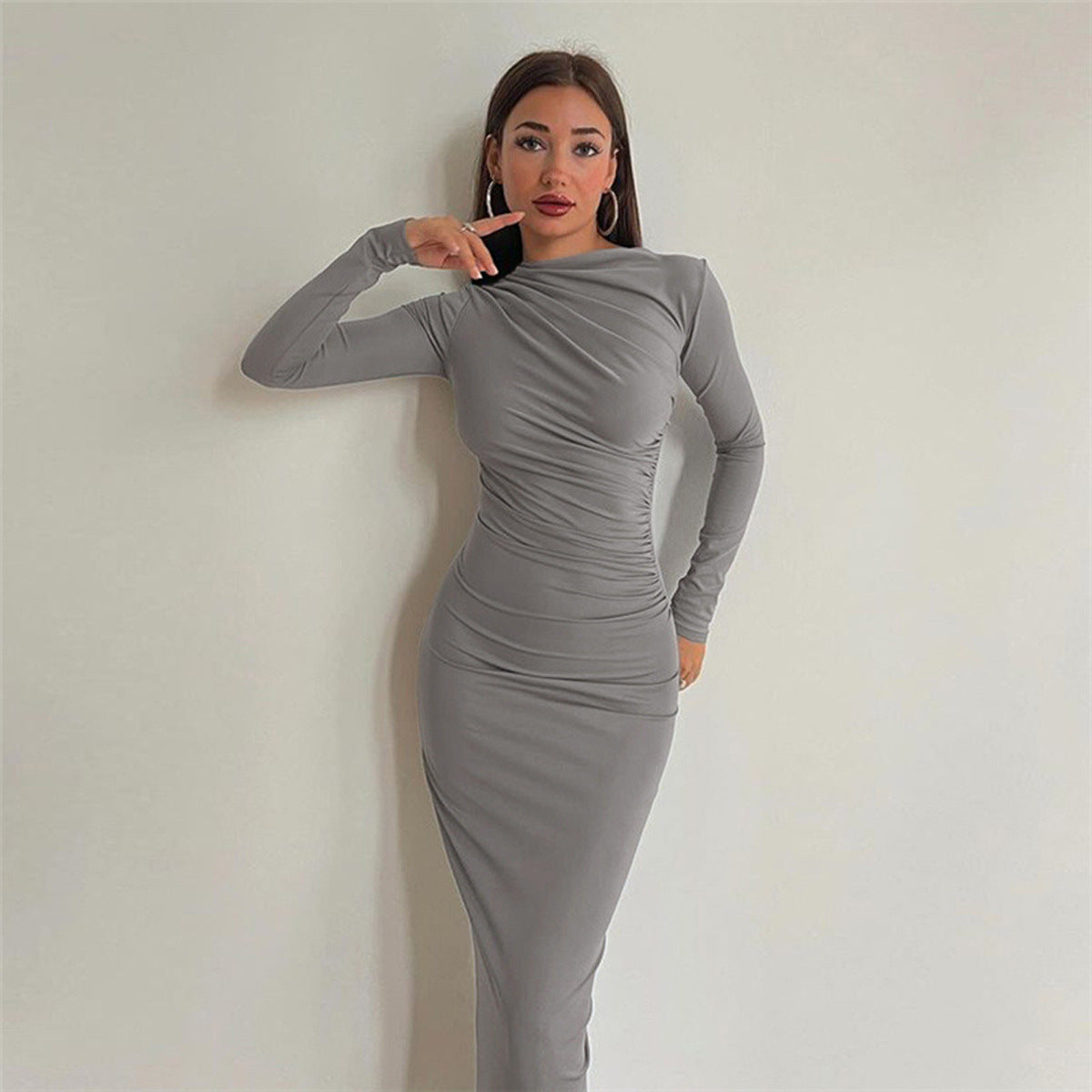 Aileen - Vestido largo bodycon fruncido