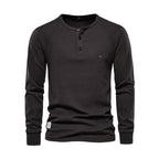 Santiago - Camiseta Henley manga larga con botones hombre