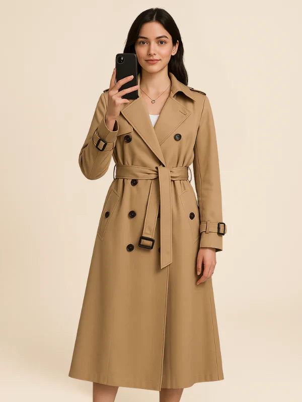 Sofía - Trench coat largo de mujer con cinturón