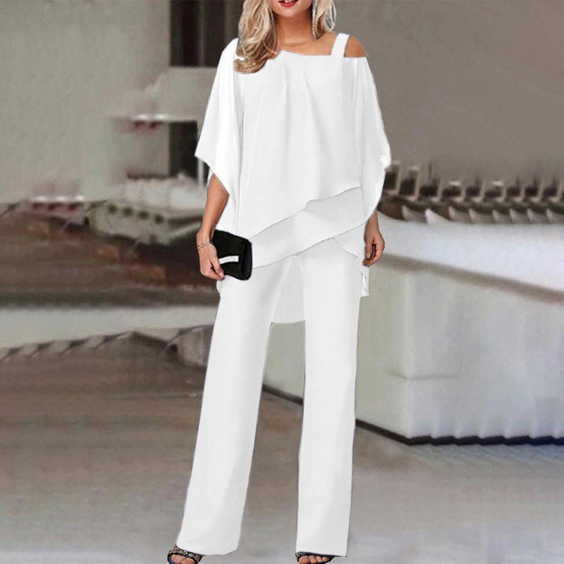 Diana - Conjunto de pantalón de gasa a capas