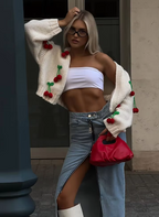 Bianyrah | Cárdigan casual con cerezas 3D