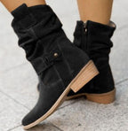 Camila - Botas de ante holgadas hasta la mitad de la pantorrilla