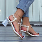 Liana - sandalias florales con tacón en bloque
