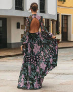 Florencia - Vestido largo floral con espalda abierta
